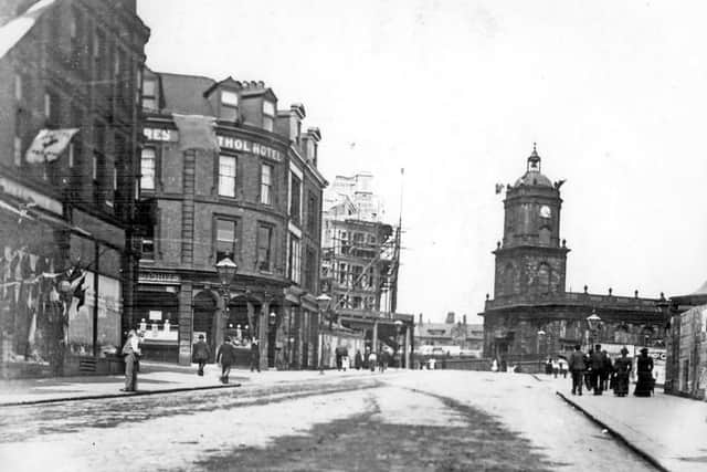 Pinstone Street circa 1892 - the Athol Hotel can be seen without its mock Tudor cladding. Image: Picture Sheffield