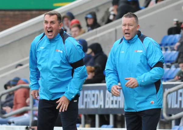 Chesterfield v AFC Fylde.
Martin Allen shouts some instuctions to his players in the second half.