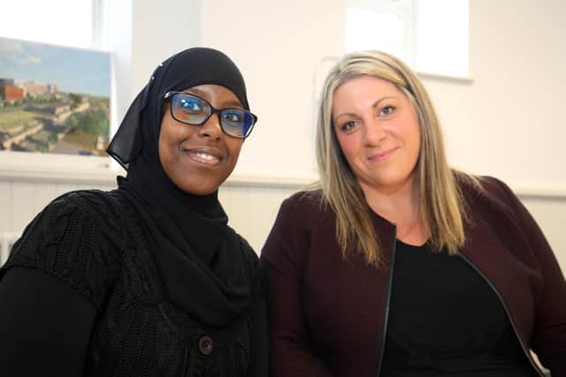 Astrea Academy Sheffield principal Kim Walton with school trustee, Muna Abdi