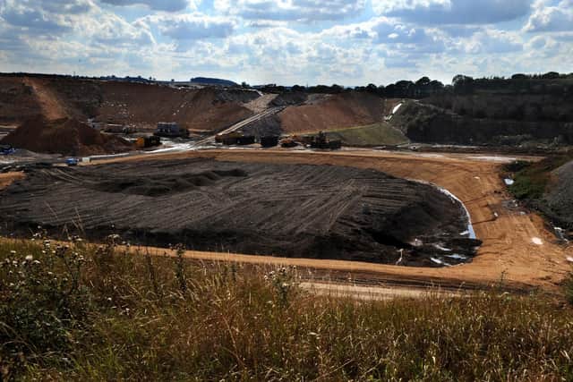 Pictured in 2011 - stockpiles of Sterefibre - a compost-like substance stockpiled at Hazel Lane Quarry in Hampole, Doncaster. Picture: Chris Lawton.