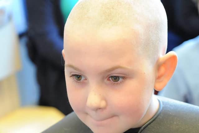 James Mahoney after his head shave