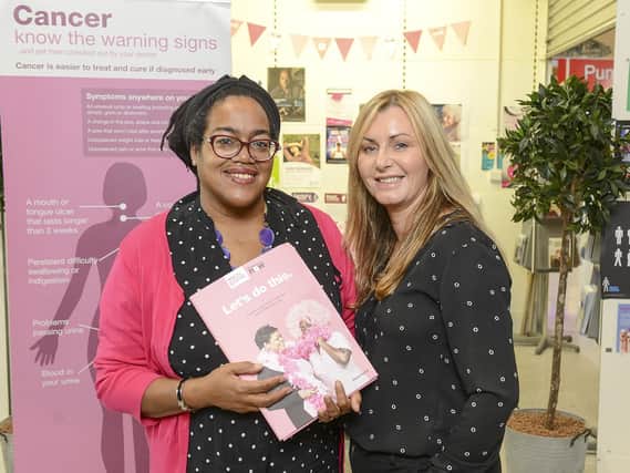 Celebration of The Moor's Cancer Information Centre. Louise Metcalfe and Kim Scott. Picture Scott Merrylees