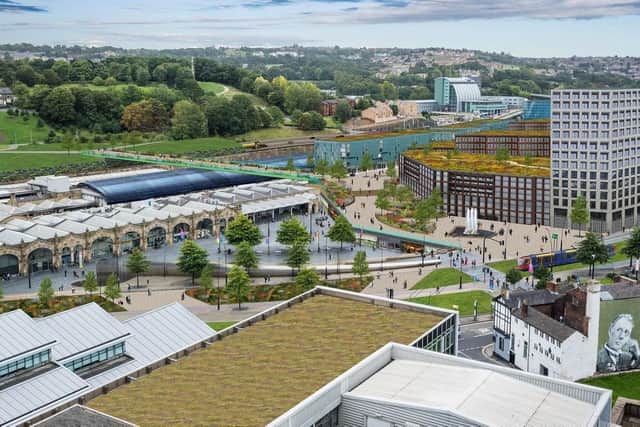 An artist's impression of how Sheffield railway station could look once HS2 comes to the city.