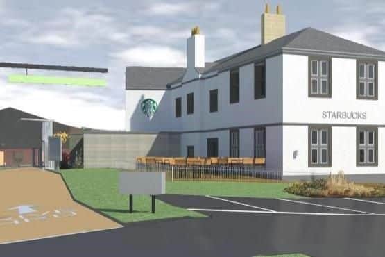 How Carbrook Hall would look if it is converted into a drive-through Starbucks cafe (pic: DLP Planning/West Street Leisure)