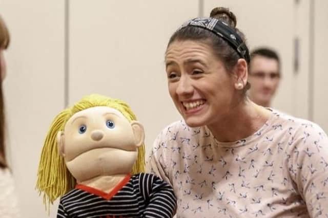 Jennifer Horsfield in rehearsal for Southey Green Musical Theatre's production of Avenue Q