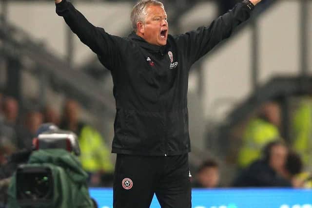 Chris Wilder gesticulates on the touchline at Derby