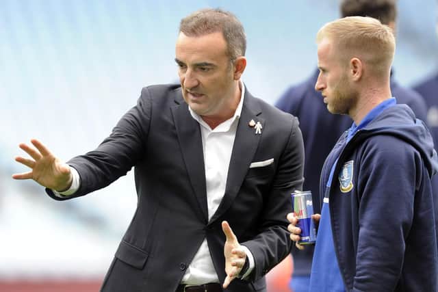 Carvalhal with Sheffield Wednesday midfielder Barry Bannan