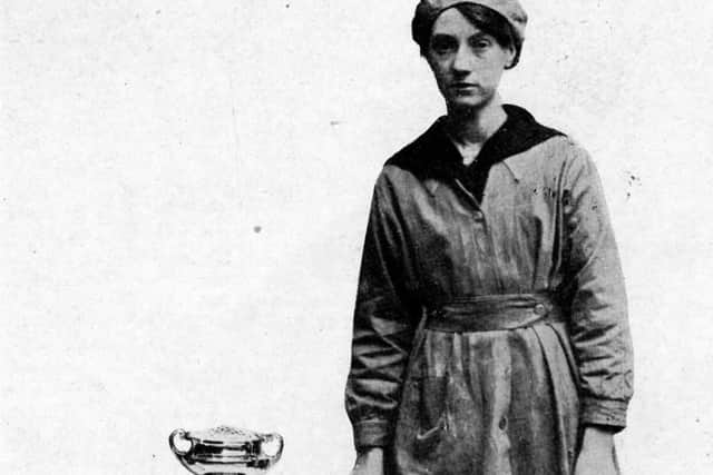 Agnes Baxter, winner of the Fawcett Cup, Engineers Tool Department Swimming Club