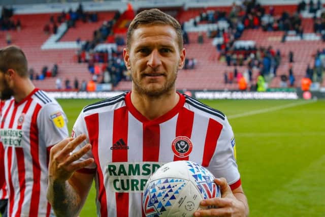 Billy Sharp with the matchball