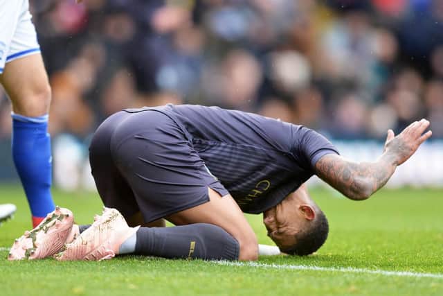 A frustrated Liam Palmer after failing to convert a first half chance to make it two nil