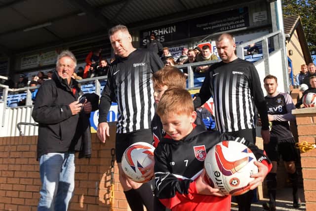 Chris Waddle in action at the Chris Waddle All Star's Charity Football match for St Luke's Hospice yesterday