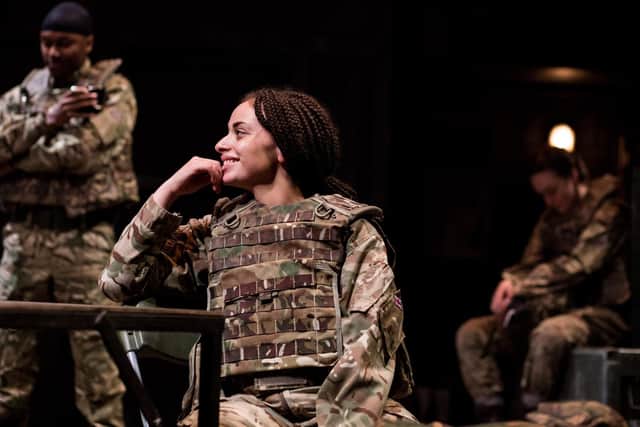 Adiza Shardow as Private Sarah Findlay in new play Close Quarters at the Crucible Studio, Sheffield