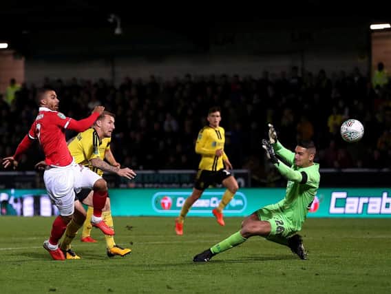 Nottingham Forest's Lewis Grabban scores his side's first goal