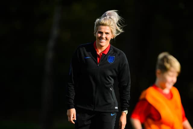 Chelsea and England women's international, Millie Bright returns to her old school to meet pupils. Photo: Ryan Browne