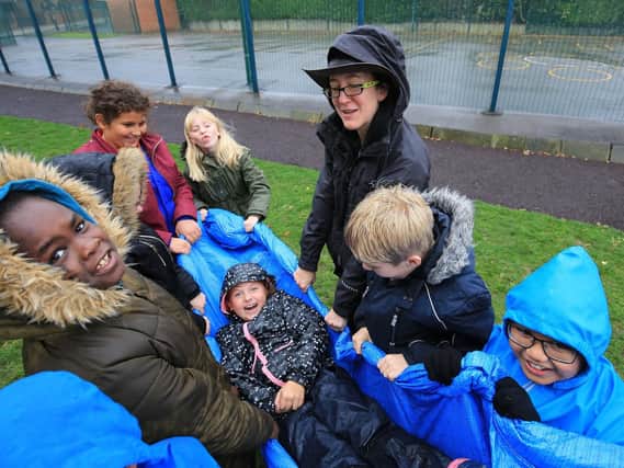 Forest School activities in the playground. Pictures Chris Etchells