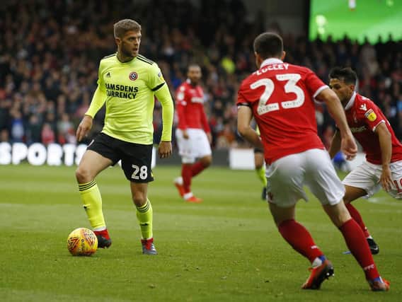 Martin Cranie of Sheffield Utd during the Sky Bet Championship match at the City Ground, Nottingham.