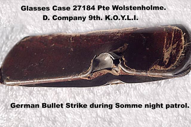 The damaged glasses case that took a bullet for Peter Wolstenholme's dad, saving his life