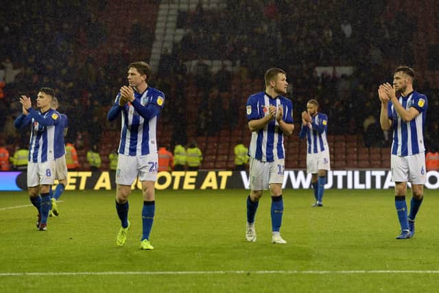 Owls players applaud fans at the final whistle. Pic: Steve Ellis