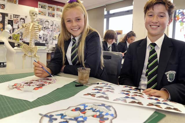 Pictured are Y9 Art Class students Izzy Fletcher and James Cebani