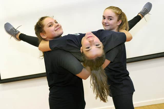 Sienna Kaye, Grace Sargent and Hannah Birks prepare for the Move It performance