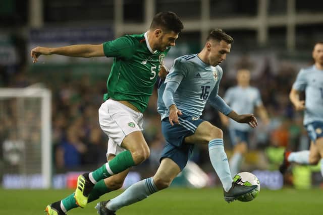 Sheffield United's John Egan in action for the Republic of Ireland against Northern Ireland : Lorraine O'Sullivan/PA Wire.