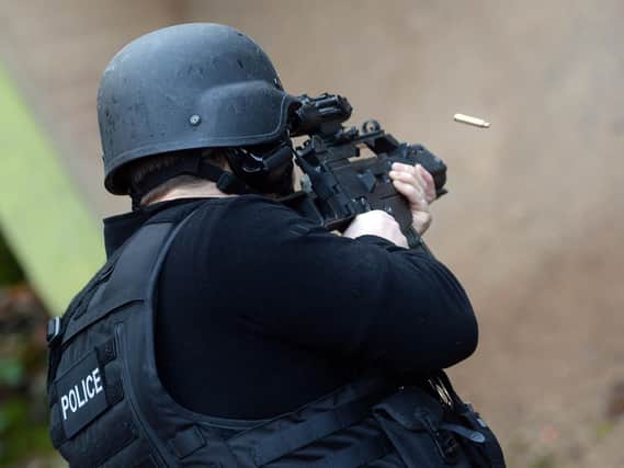 South Yorkshire Police firearms training.Officers undergo regular and strict training in which they are assessed by firearms instructors