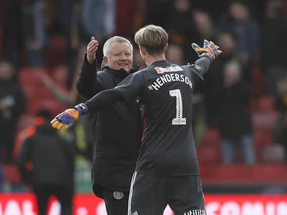 Sheffield United manager Chris Wilder and goalkeeper Dean Henderson: Simon Bellis/Sportimage