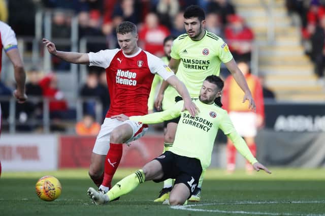 Action from the draw between Rotherham United and Sheffield United