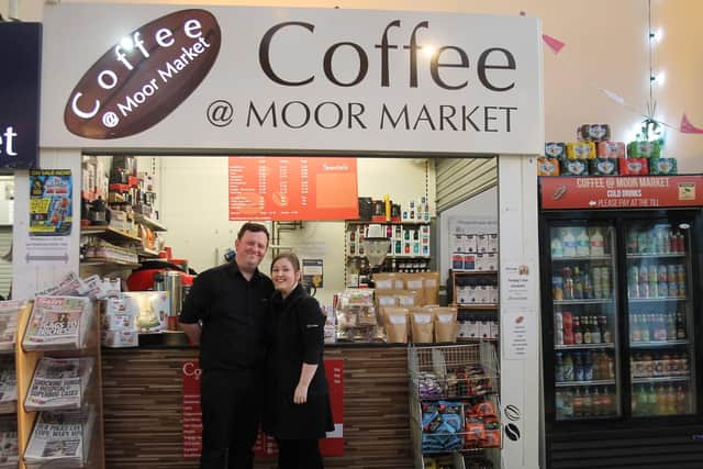 Coffee @ Moor Market. Pictured is stall owner Nicholas Tissington with girlfriend Jessica.