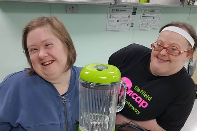 Sheffield Mencap with the products they received from charity In Kind Direct, which were donated by Amazon