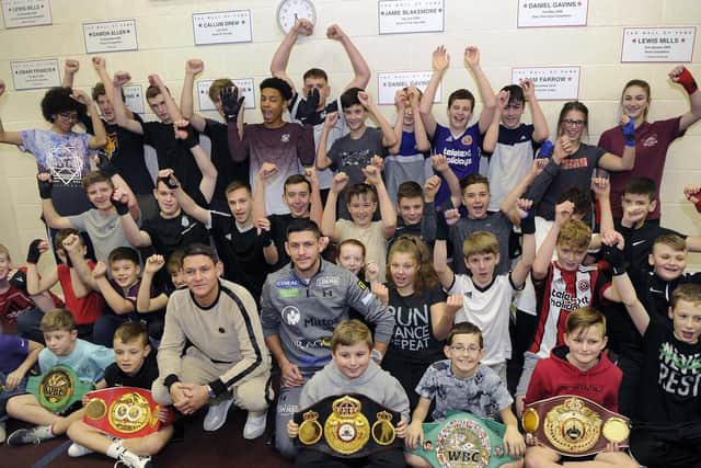 Doncaster boxers Gavin(left) and Jamie McDonnell visited the Factory Fitness Gym, Holbrook Industrial Estate, Halfway, Sheffield. Pic Steve Ellis