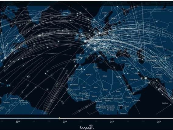 The map of Christmas flights
