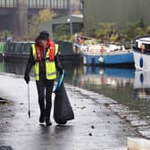 Friends of the Blue Loop clearing rubbish beside the Tinsley Canal