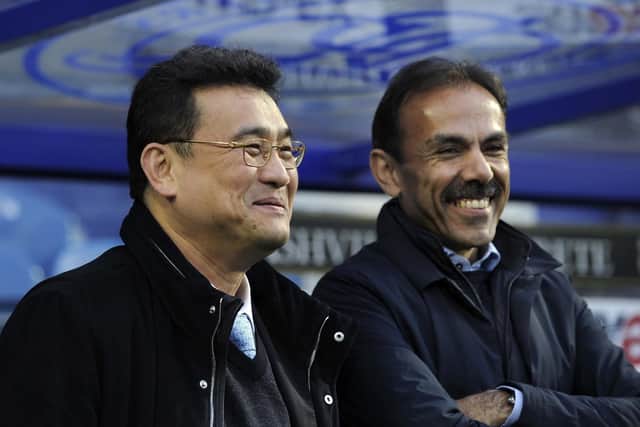 Owls Owner and Chairman Dejphon Chansiri with Manager Jos Luhukay(right).........Pic Steve Ellis