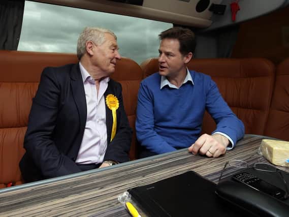 The then Liberal Democrats leader Nick Clegg (right) talking with Lord Paddy Ashdown Ashdown, in 2015. Picture: Steve Parsons/PA Wire
