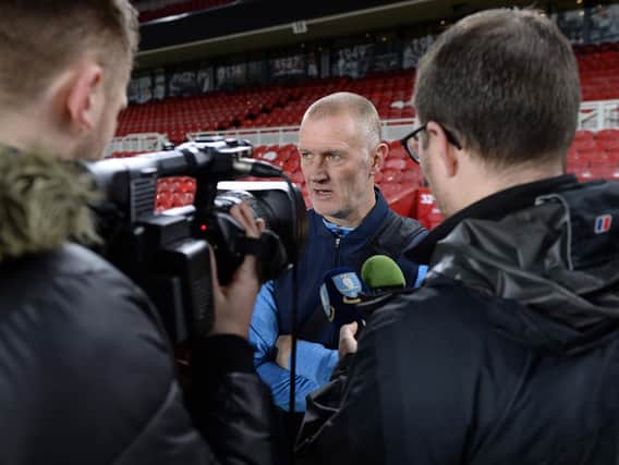 Owls caretaker boss Lee Bullen faces the Press after  Boxing Day win at Middlesborough....Pic Steve Ellis