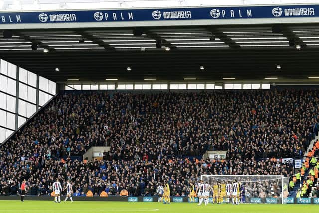 Sheffield Wednesday's packed away end at West Bromwich Albion.....Pic Steve Ellis