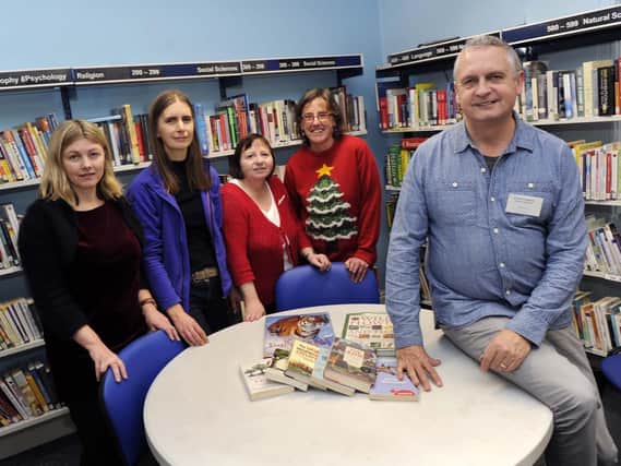 Broomhill Library volunteers (l-r) Sara Chinchen, Anna Lambert, Cathy Cameron, Ruth Groves, David Chinchen