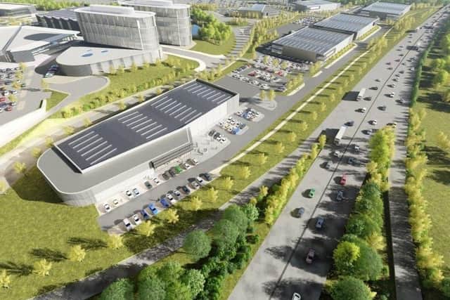 Image of 'Phase 4' of Sheffield Business Park shows new buildings beside the Parkway.