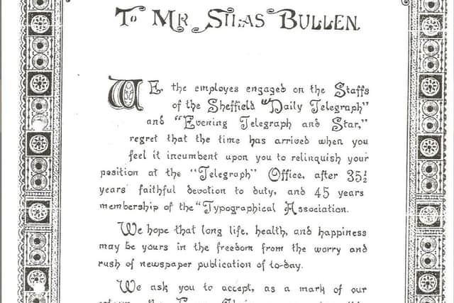 Silas Bullen's retirement address when he left the Sheffield Telegraph