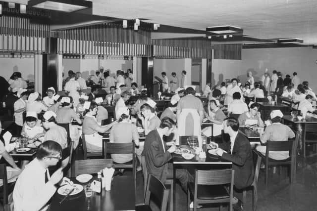 The newly-built staff dining room at Doncaster Royal Infirmary in 1968