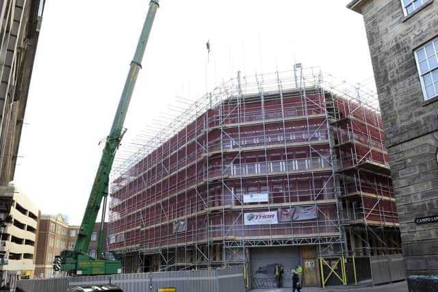 Pictured is work being carried out on the former Sheffield Star Offices in Sheffield City Centre. Picture: Steve Ellis