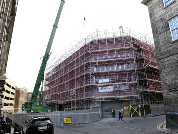 Pictured is work being carried out on the former Sheffield Star Offices in Sheffield City Centre. Picture: Steve Ellis