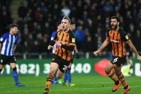 Hull's Jarrod Bowen celebrates scoring against the Owls. Picture Jonathan Gawthorpe