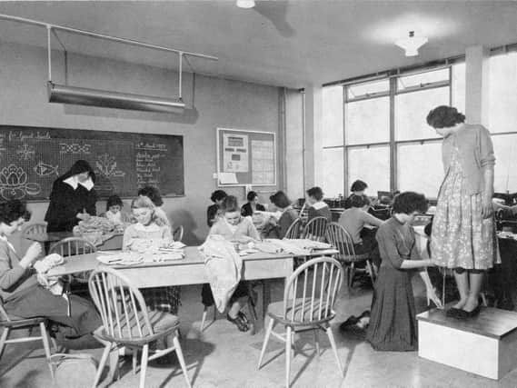 Needlework class, St. Peter's Roman Catholic Secondary School, Morrall Road, 1959