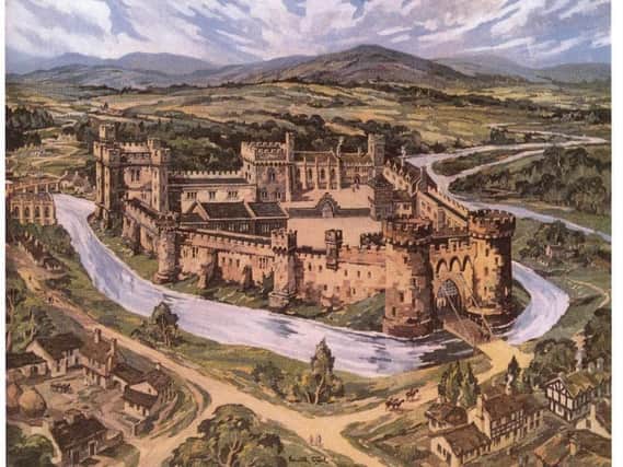 Kenneth Steel's oil paintiing of what Sheffield Castle would have looked like in the 16th century