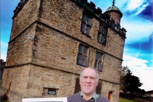 David Templeman at Manor Lodge with his book on Mary Queen of Scots