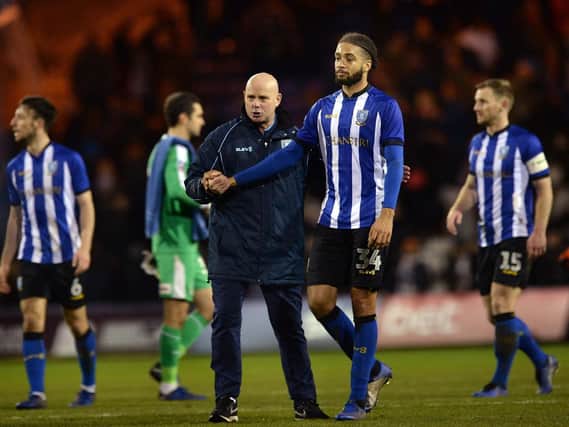 Steve Agnew with Michael Hector at the final whistle