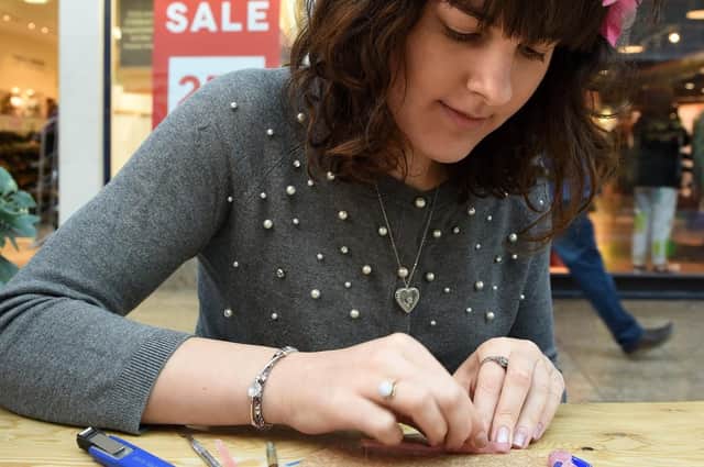 Our reporter Rochelle Barrand at Cast, at Meadowhall making a piece of jewellery.
