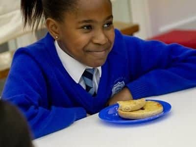 Children enjoying a healthy breakfast in schools